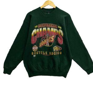 Vintage 90s Seattle Sonics Nba Final 96s Green Sweatshirt Seattle Sonics Shirt